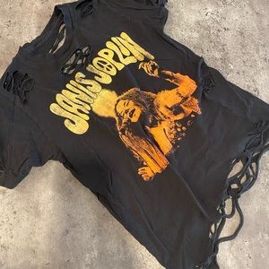Janis Joplin Black Distressed Tee